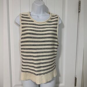 Lucky Brand Cream and Black Striped Sweater Vest